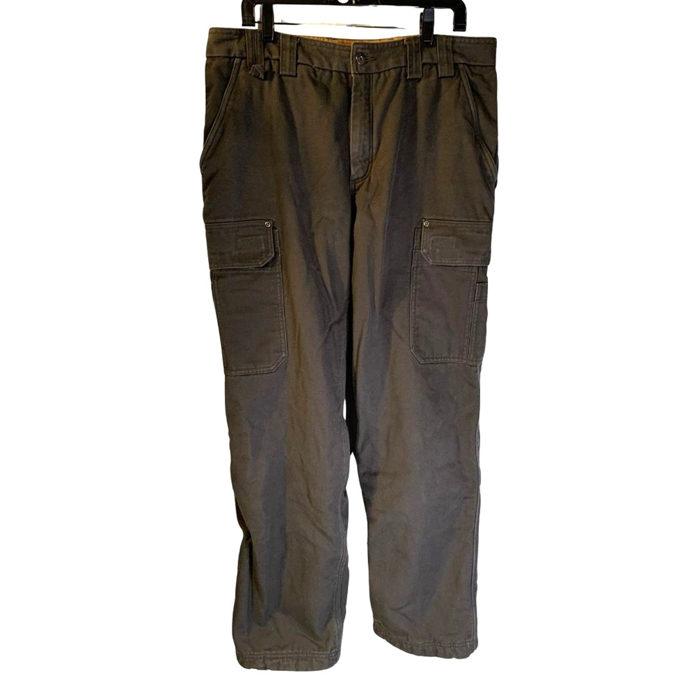 Duluth Men's Fire Hose Fleece Lined Pants Size 38 x 33 Gray Relaxed Fit Workwear